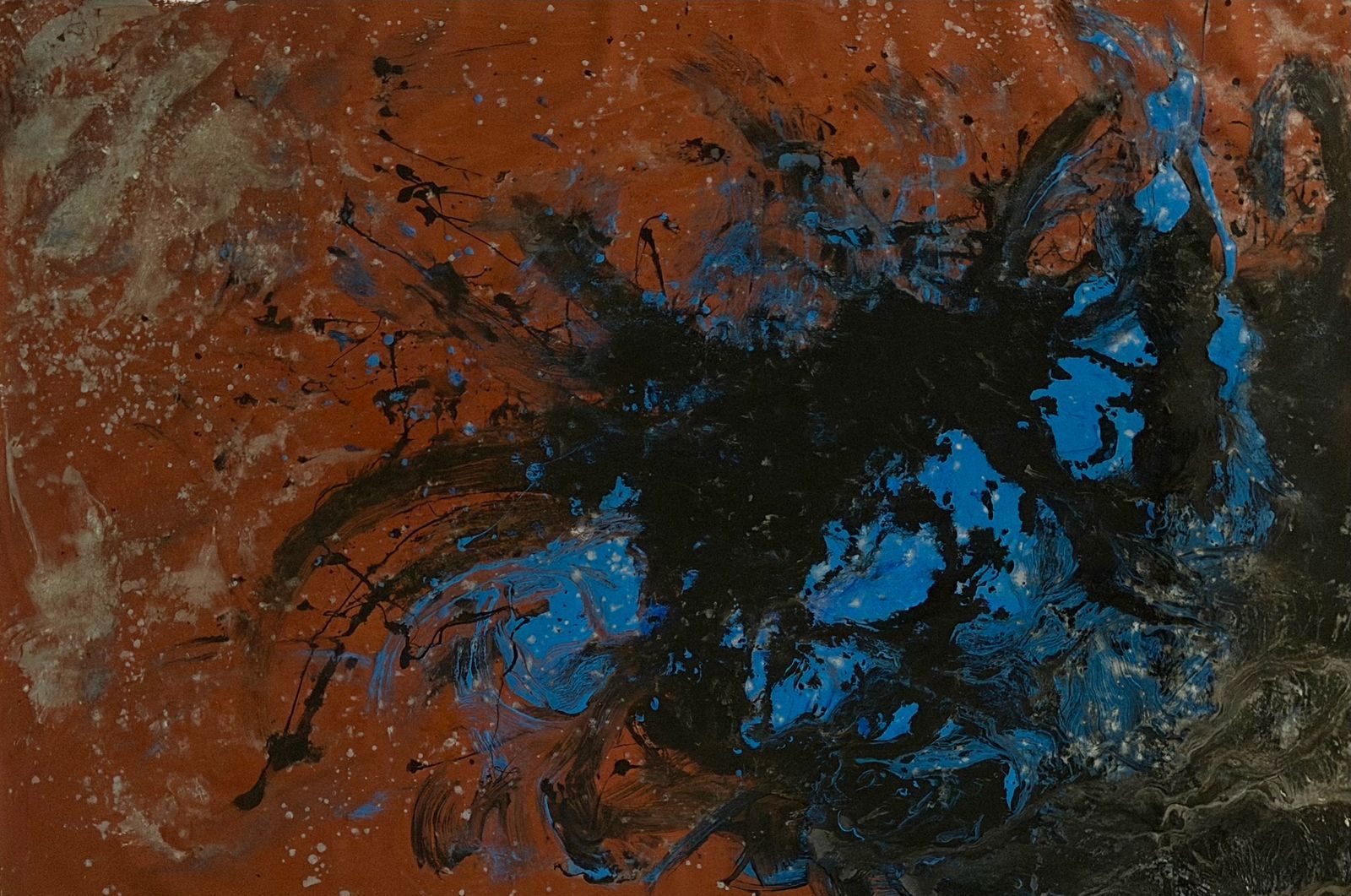 Fight — clash of dark force and electric blue expressing raw energy and transformation.