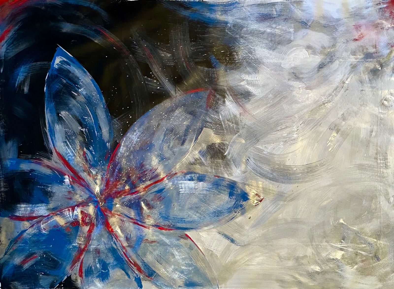 Winter is Coming — icy blue and white abstract floral form evoking the stillness of winter.